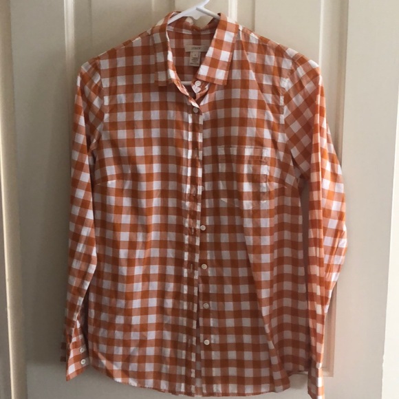 J. Crew Tops - J Crew Burnt Orange Checkered Shirt
